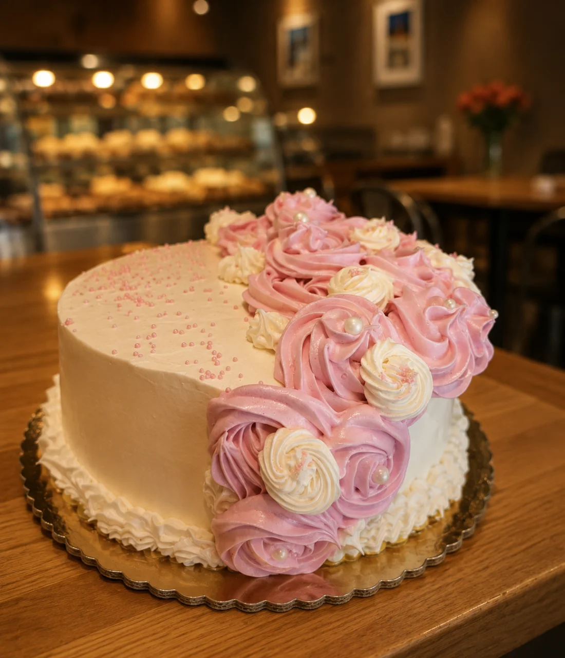 Celebration cake presentation for Azucar Cuban Bakery